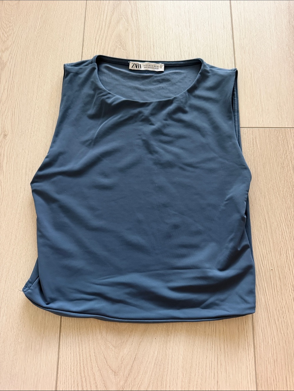 Zara Women's Sleeveless Cropped Tank Top - Slate Blue